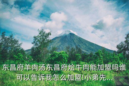 东昌府羊肉汤东昌府烩牛肉能加盟吗谁可以告诉我怎么加盟!小弟先...