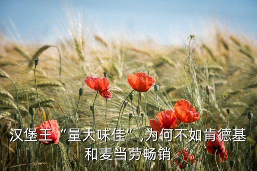 汉堡王“量大味佳”,为何不如肯德基和麦当劳畅销