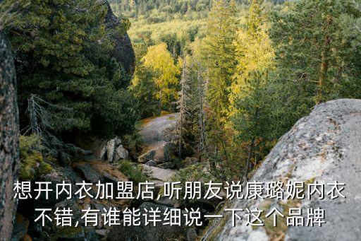 想开内衣加盟店,听朋友说康璐妮内衣不错,有谁能详细说一下这个品牌
