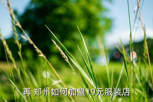 再 郑州如何加盟19元服装店