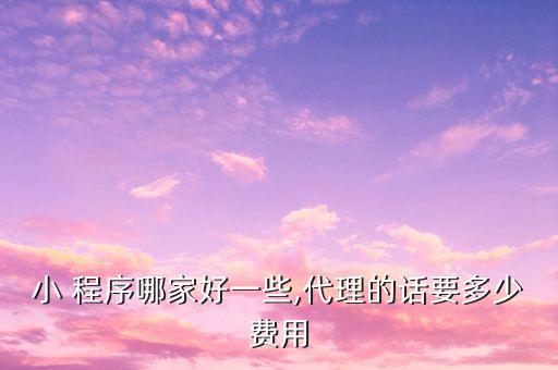 小 程序哪家好一些,代理的话要多少费用