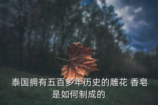 泰国拥有五百多年历史的雕花 香皂是如何制成的