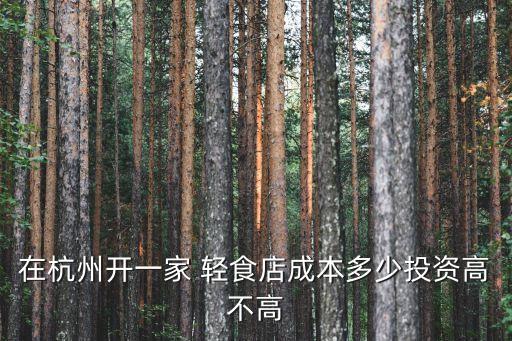 在杭州开一家 轻食店成本多少投资高不高