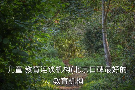 儿童 教育连锁机构(北京口碑最好的 教育机构