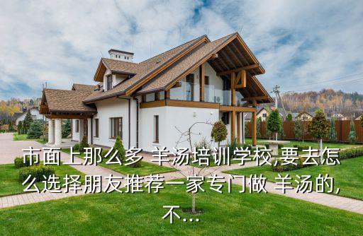 市面上那么多 羊汤培训学校,要去怎么选择朋友推荐一家专门做 羊汤的,不...