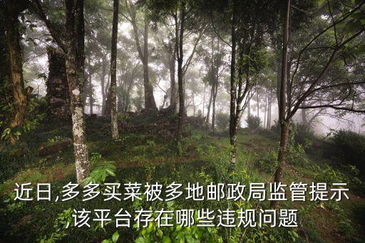 近日,多多买菜被多地邮政局监管提示,该平台存在哪些违规问题