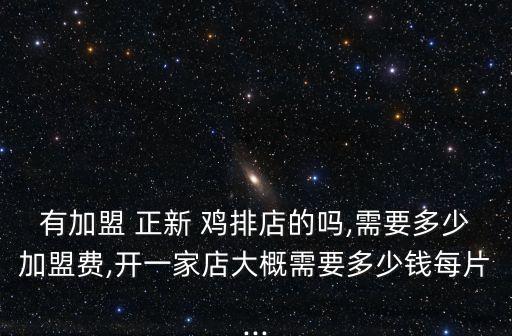 有加盟 正新 鸡排店的吗,需要多少加盟费,开一家店大概需要多少钱每片...