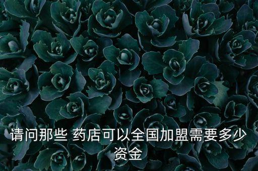 请问那些 药店可以全国加盟需要多少资金