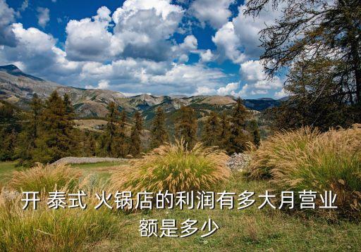 开 泰式 火锅店的利润有多大月营业额是多少