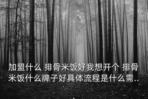 加盟什么 排骨米饭好我想开个 排骨米饭什么牌子好具体流程是什么需...