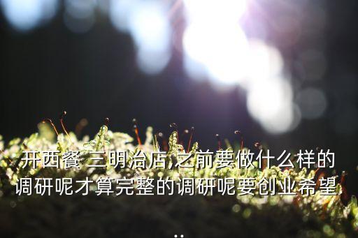 开西餐 三明治店,之前要做什么样的调研呢才算完整的调研呢要创业希望...