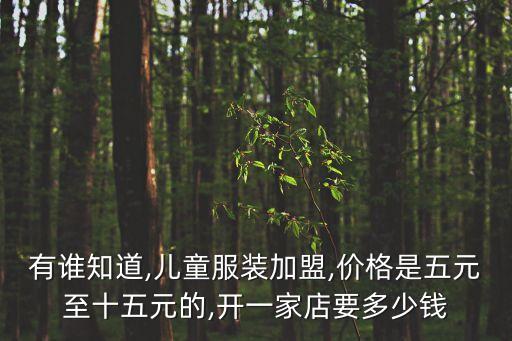有谁知道,儿童服装加盟,价格是五元至十五元的,开一家店要多少钱