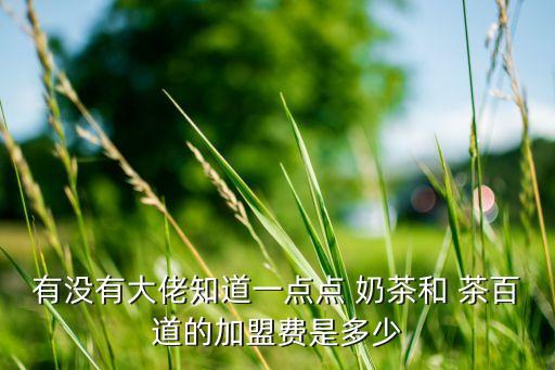 有没有大佬知道一点点 奶茶和 茶百道的加盟费是多少