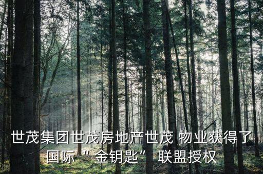 世茂集团世茂房地产世茂 物业获得了国际“ 金钥匙” 联盟授权