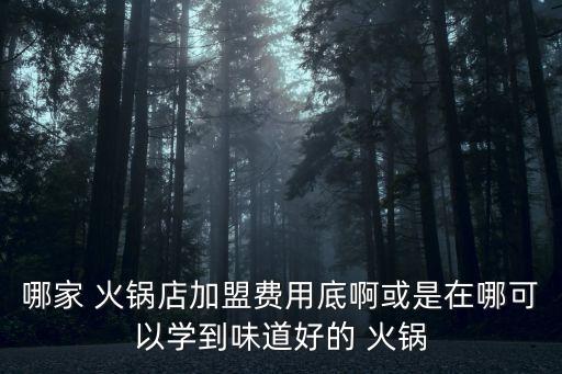 哪家 火锅店加盟费用底啊或是在哪可以学到味道好的 火锅