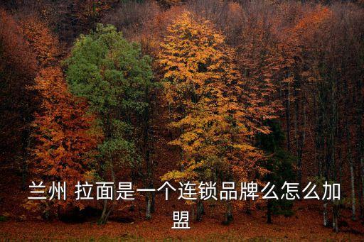  兰州 拉面是一个连锁品牌么怎么加盟