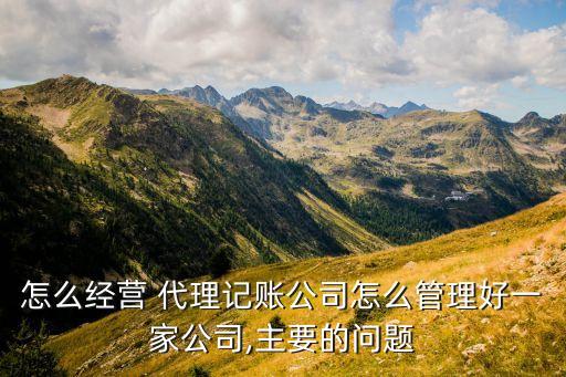 怎么经营 代理记账公司怎么管理好一家公司,主要的问题