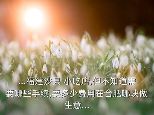 ...福建沙县 小吃店,但不知道需要哪些手续,要多少费用在合肥哪块做生意...