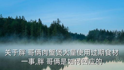 关于胖 哥俩肉蟹煲大量使用过期食材一事,胖 哥俩是如何回应的