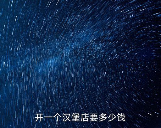开一个汉堡店要多少钱