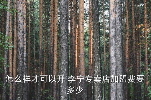 怎么样才可以开 李宁专卖店加盟费要多少