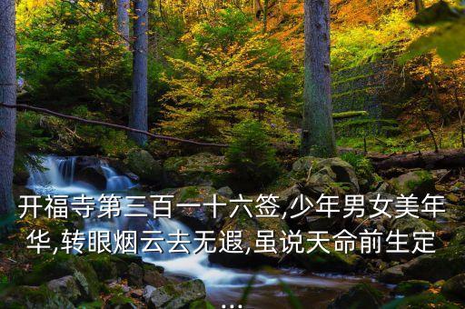 开福寺第三百一十六签,少年男女美年华,转眼烟云去无遐,虽说天命前生定...