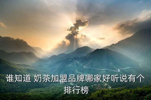谁知道 奶茶加盟品牌哪家好听说有个 排行榜