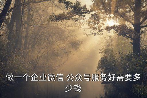 做一个企业微信 公众号服务好需要多少钱
