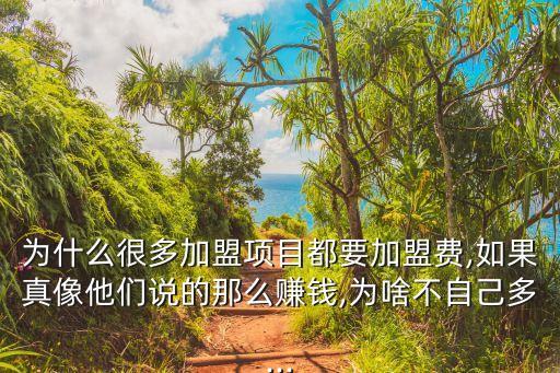 为什么很多加盟项目都要加盟费,如果真像他们说的那么赚钱,为啥不自己多...