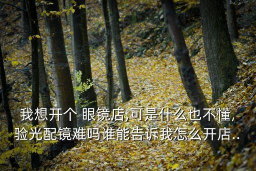 我想开个 眼镜店,可是什么也不懂,验光配镜难吗谁能告诉我怎么开店...