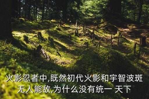 火影忍者中,既然初代火影和宇智波斑无人能敌,为什么没有统一 天下