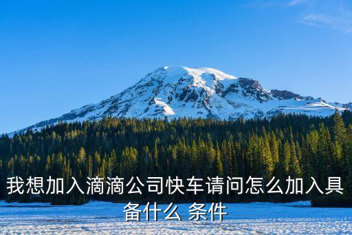 我想加入滴滴公司快车请问怎么加入具备什么 条件