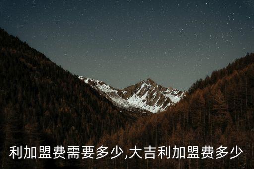 得吉利加盟费需要多少,大吉利加盟费多少