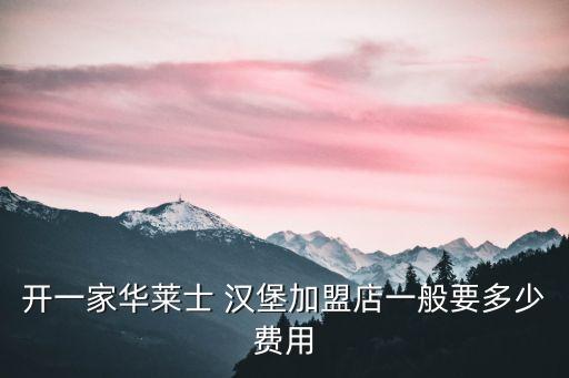开一家华莱士 汉堡加盟店一般要多少费用