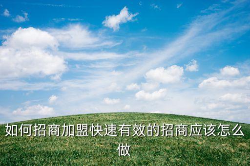 如何招商加盟快速有效的招商应该怎么做