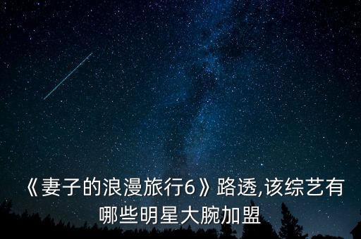 《妻子的浪漫旅行6》路透,该综艺有哪些明星大腕加盟