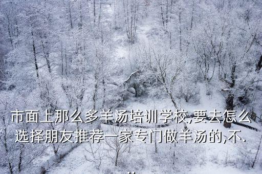 市面上那么多羊汤培训学校,要去怎么选择朋友推荐一家专门做羊汤的,不...
